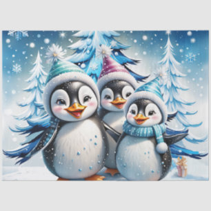 Three adorable penguins tissue paper