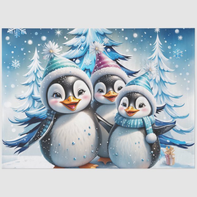 Three adorable penguins  tissue paper (Front)