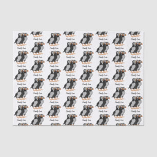 Three Adorable Puffin Standing Together Cartoon Tissue Paper