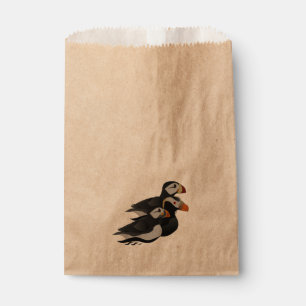 Three Adorably Friendly Puffins Swimming Cartoon Favour Bag