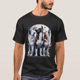 Three Akita Howling at Moon Like Three Wolves T-Shirt