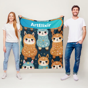 Three Alpaca Llama  Fleece Blanket