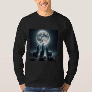 Three Alpacas Howling at the Moon Shirt Funny Lama