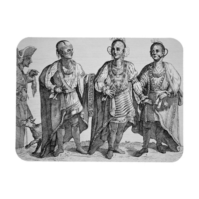 Three American Cherokee Chiefs, 1762 (engraving) Magnet (Horizontal)