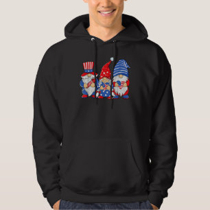 Three American Gnomes 4th Of July Patriotic Indepe Hoodie