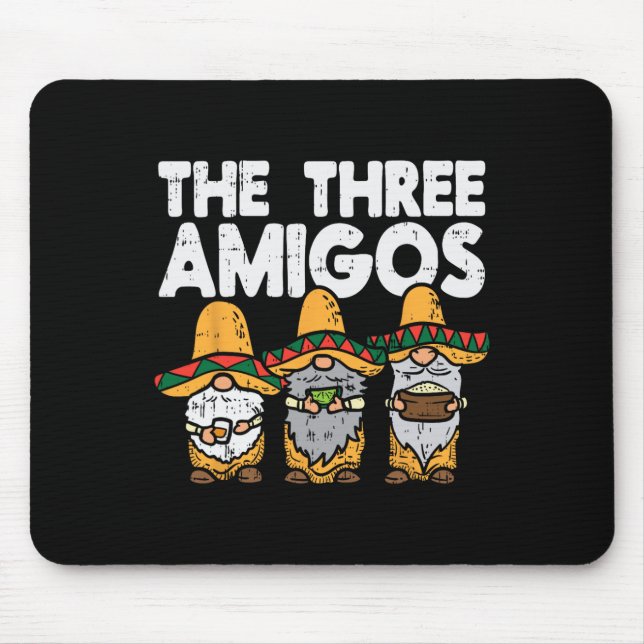 Three Amigos Mexican Gnomes Cute Cinco De Mayo Fie Mouse Pad (Front)