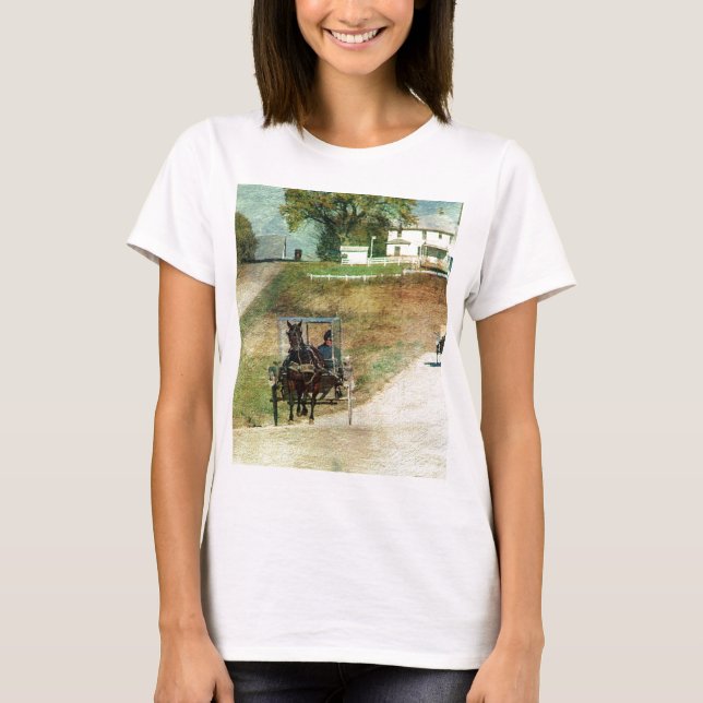 Three Amish Buggies T-Shirt (Front)