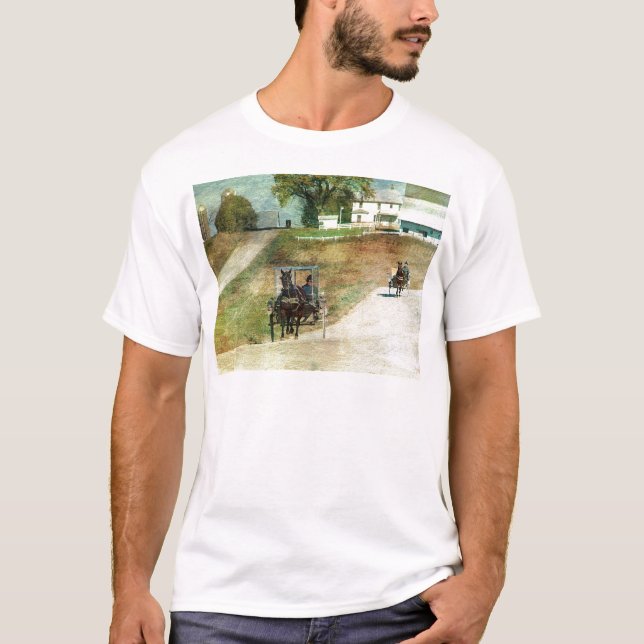 Three Amish Buggies T-Shirt (Front)