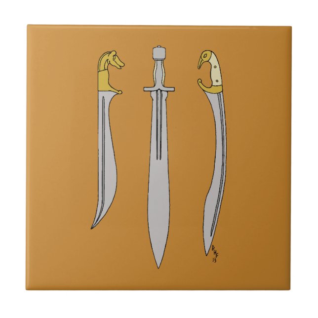 Three Ancient Greek Swords Tile (Front)