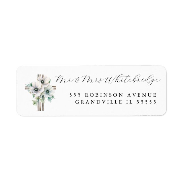 Three Anemone and Cross religious Christian Design (Front)