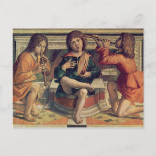 Three angel musicians postcard