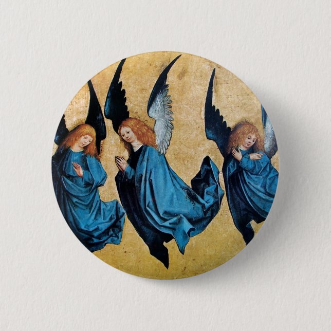 THREE ANGELS IN BLUE 2 INCH ROUND BUTTON (Front)