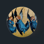 THREE ANGELS IN BLUE 2 INCH ROUND BUTTON<br><div class="desc">Elegant,  artistic and classic design rielaborated from a Renaissance painting.</div>