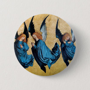THREE ANGELS IN BLUE 2 INCH ROUND BUTTON