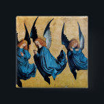 THREE ANGELS IN BLUE 2 INCH SQUARE BUTTON<br><div class="desc">Elegant,  artistic and classic design rielaborated from a Renaissance painting.</div>
