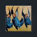 THREE ANGELS IN BLUE 2 INCH SQUARE BUTTON<br><div class="desc">Elegant, artistic and classic design rielaborated from a Renaissance painting.</div>