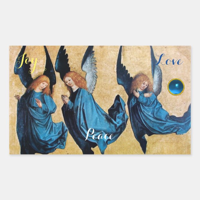 THREE ANGELS IN BLUE / Joy Peace Love Sticker (Front)