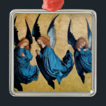THREE ANGELS IN BLUE METAL ORNAMENT<br><div class="desc">Elegant,  artistic and classic design rielaborated from a Renaissance painting.</div>