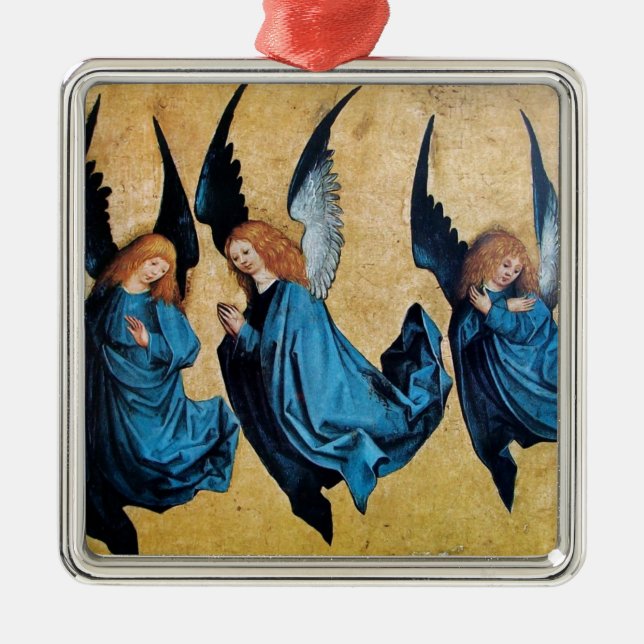 THREE ANGELS IN BLUE METAL ORNAMENT (Front)