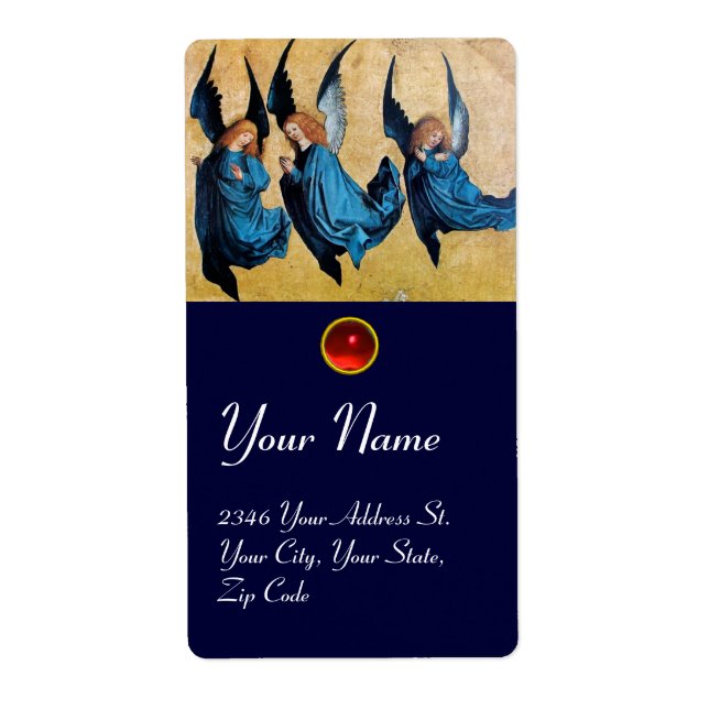 THREE ANGELS IN BLUE, Red ruby (Front)