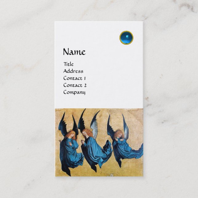 THREE ANGELS MONOGRAM, Blue Sapphire,white Business Card (Front)