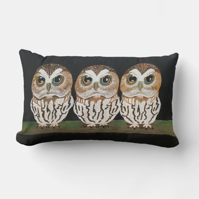 Three angry owls cushion (Front)