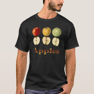 Three Apples ~ Botanical Fruit ~ Any Color Back T-Shirt