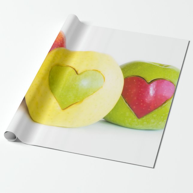 Three apples wrapping paper (Unrolled)