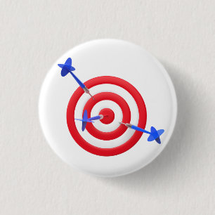 Three arrows hitting the target 1 inch round button