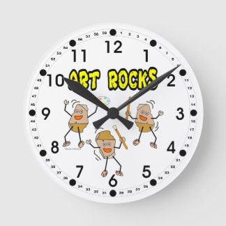 Three Art Rocks Round Clock