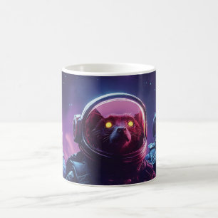 Three Astro-Lemurs in Space Helmets -Sci-Fi Animal Coffee Mug