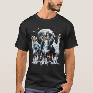 Three Australian Shepherds Howling at Moon Like T-Shirt