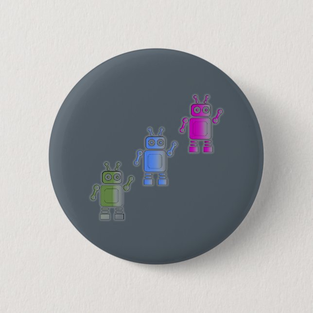 Three Awesome Retro Robots 2 Inch Round Button (Front)