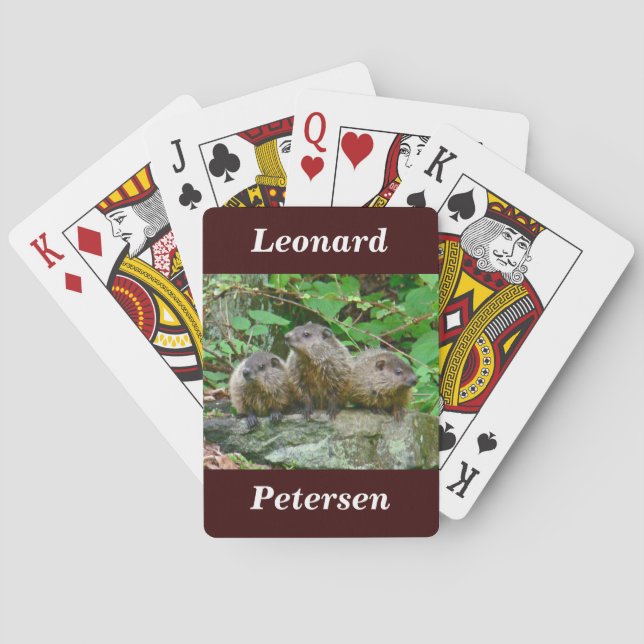 Three Baby Groundhogs Playing Cards (Back)