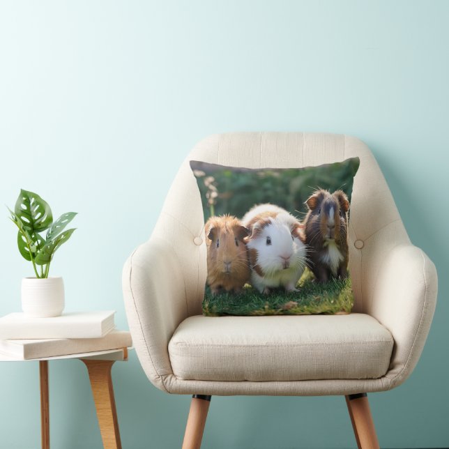 Three Baby Guinea Pigs, Throw Pillow (Chair)