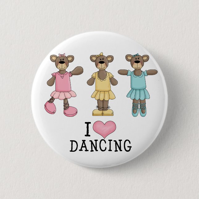 Three Ballet Bears 2 Inch Round Button (Front)