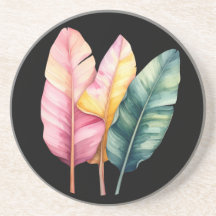 Three bananas leaves in pastel colors 