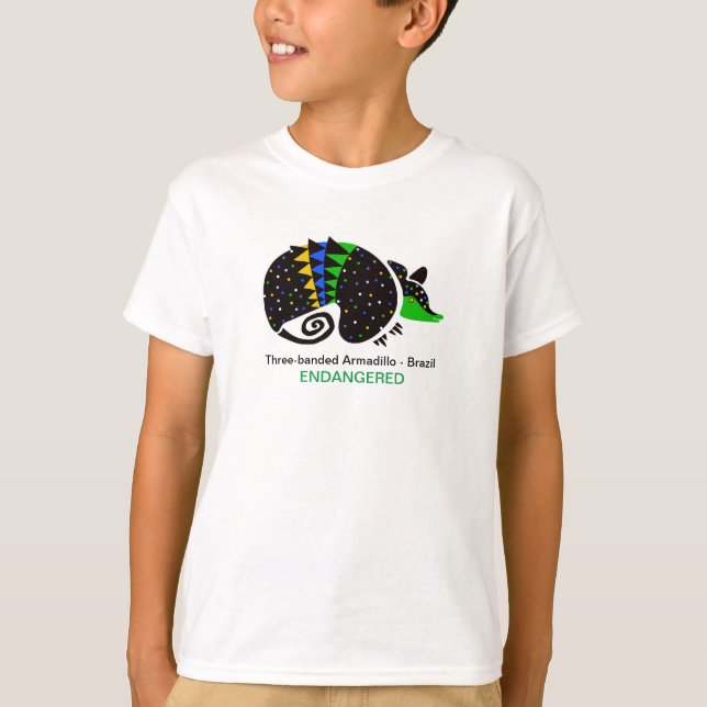 Three-banded ARMADILLO- Brazil - Endangered animal T-Shirt (Front)
