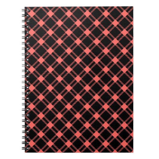 Three Bands Large Diamond - Pastel Red on Black Notebook (Front)