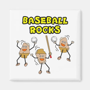 Three Baseball Rocks Magnet
