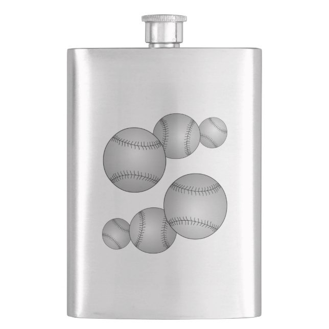 Three Baseballs Hip Flask (Front)