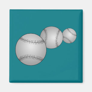 Three Baseballs Magnet
