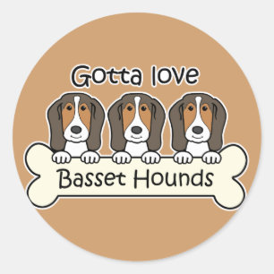 Three Basset Hounds Classic Round Sticker