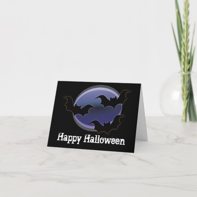 Three Bats::Happy Halloween Card (Front)