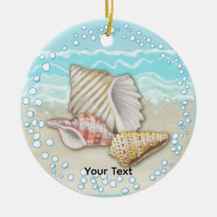 Three Beach Seashells Ceramic Ornament
