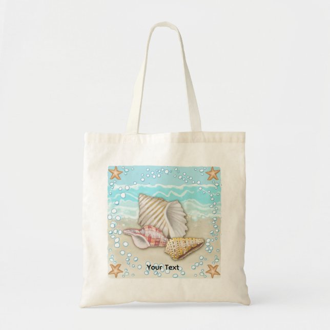 Three Beach Seashells Tote Bag (Front)