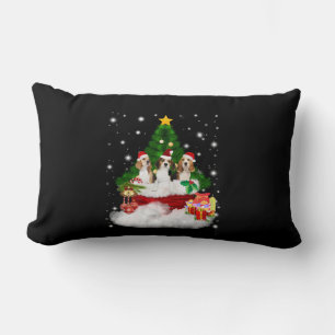 Three Beagles Santa Claus With Christmas Tree Lumbar Pillow