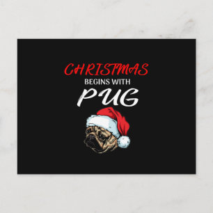 Three Beagles Santa Claus With Christmas Tree Postcard