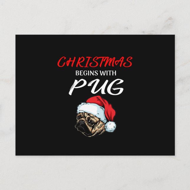 Three Beagles Santa Claus With Christmas Tree Postcard (Front)