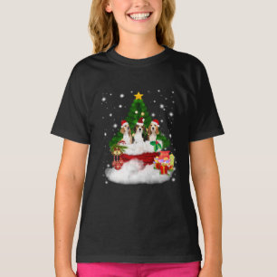 Three Beagles Santa Claus With Christmas Tree T-Shirt